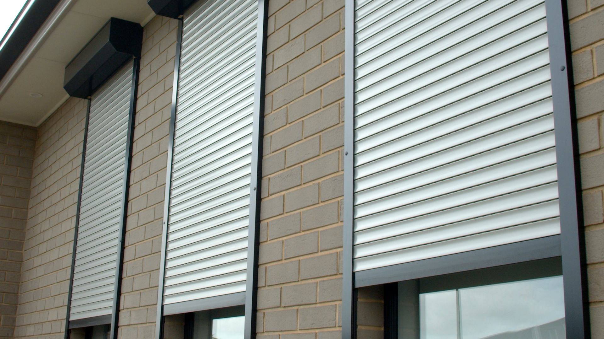 white and black roller shutters